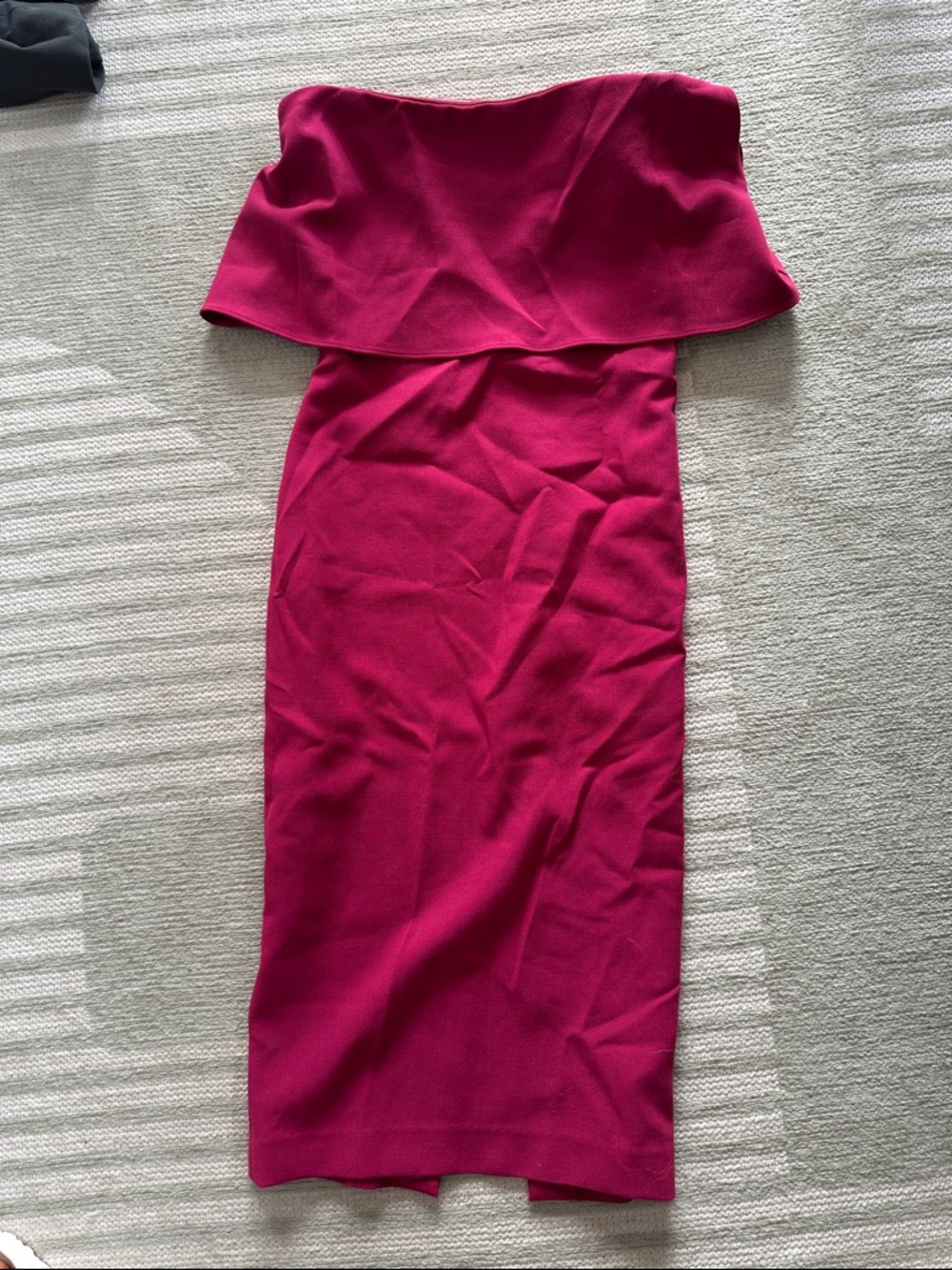 Likely Strapless Midi Dress in Fuchsia Pink